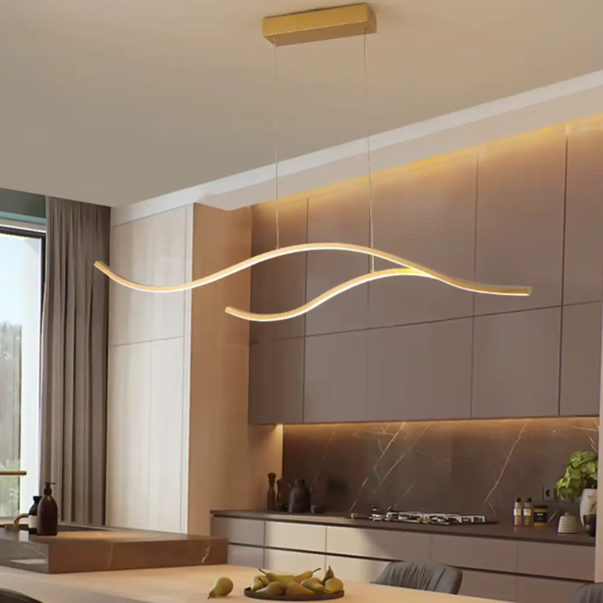 Lampe Suspendue Vague LED Dorée | Lolo