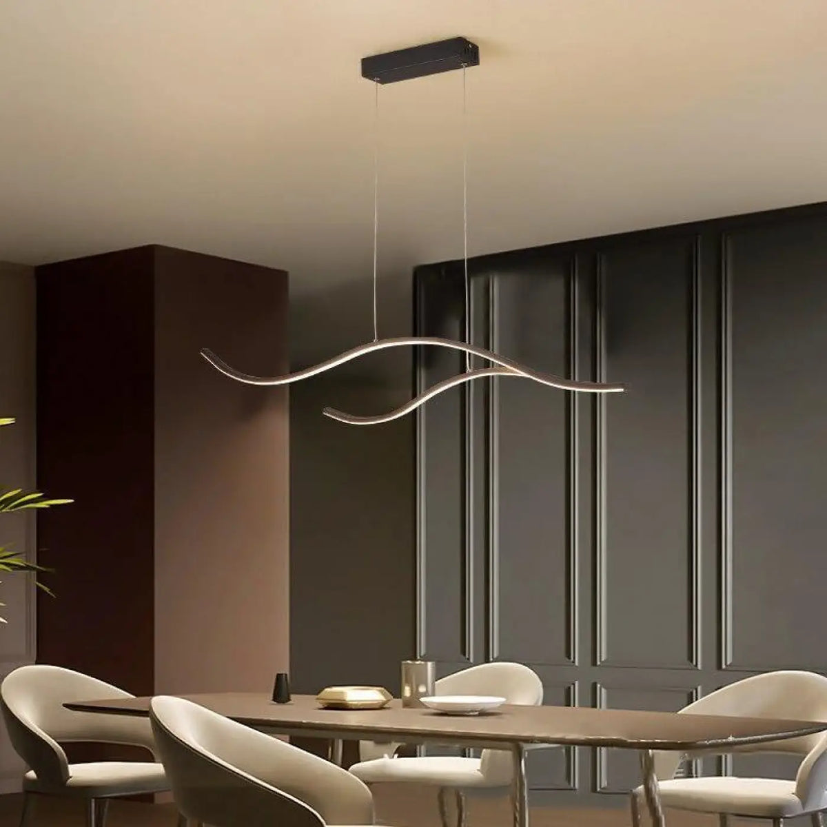 Lampe Suspendue Vague LED Dorée | Lolo