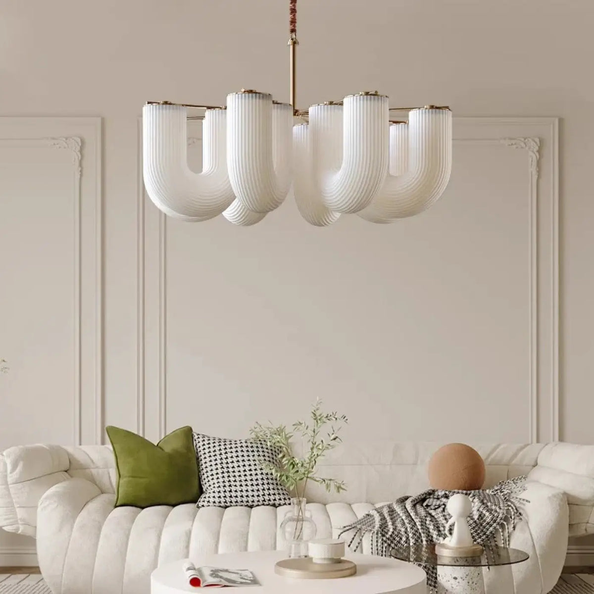 Suspension Sculpturale en Verre Blanc | Beri