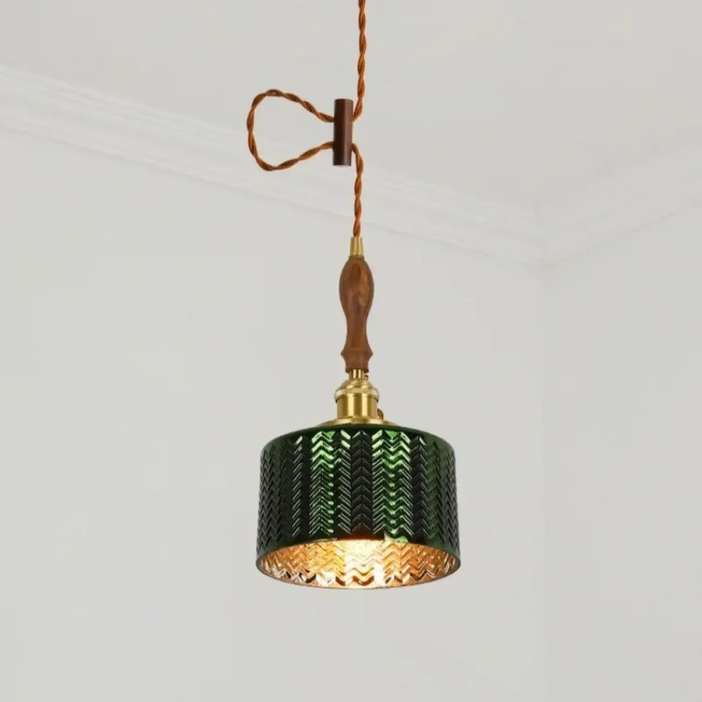 Suspension Vert Foncé Cuivre et Bois | Zelo
