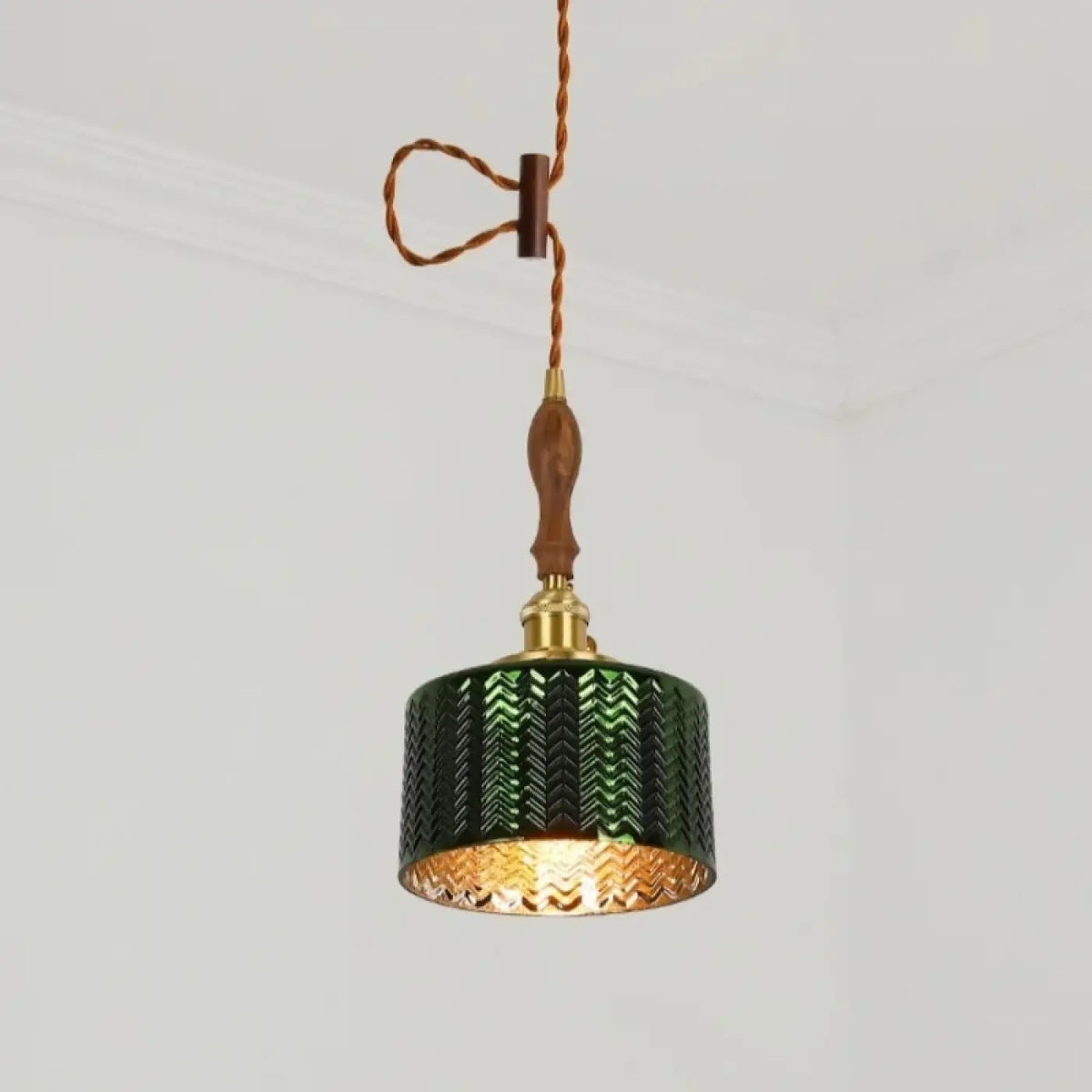 Suspension Vert Foncé Cuivre et Bois | Zelo