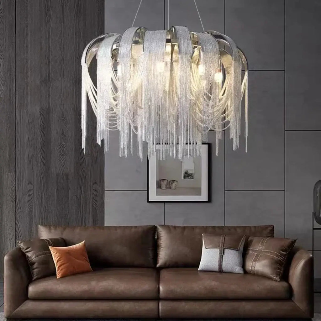 Lustre Suspendu à Franges Dorées | Gata