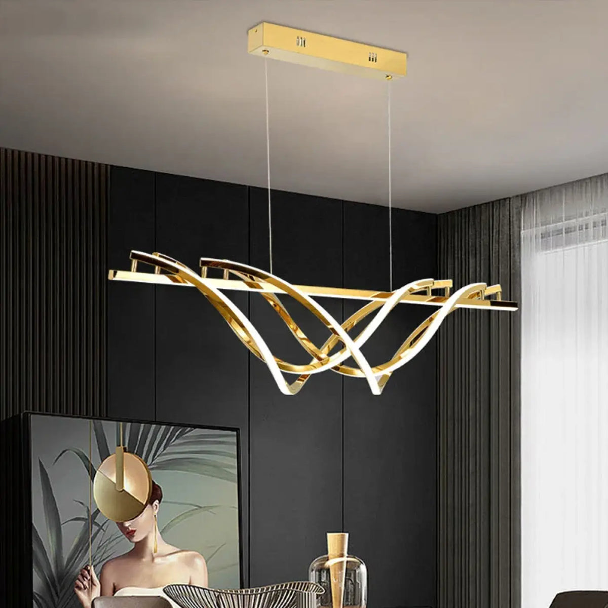 Lampe Suspendue Ondulée Dorée Design | Zora