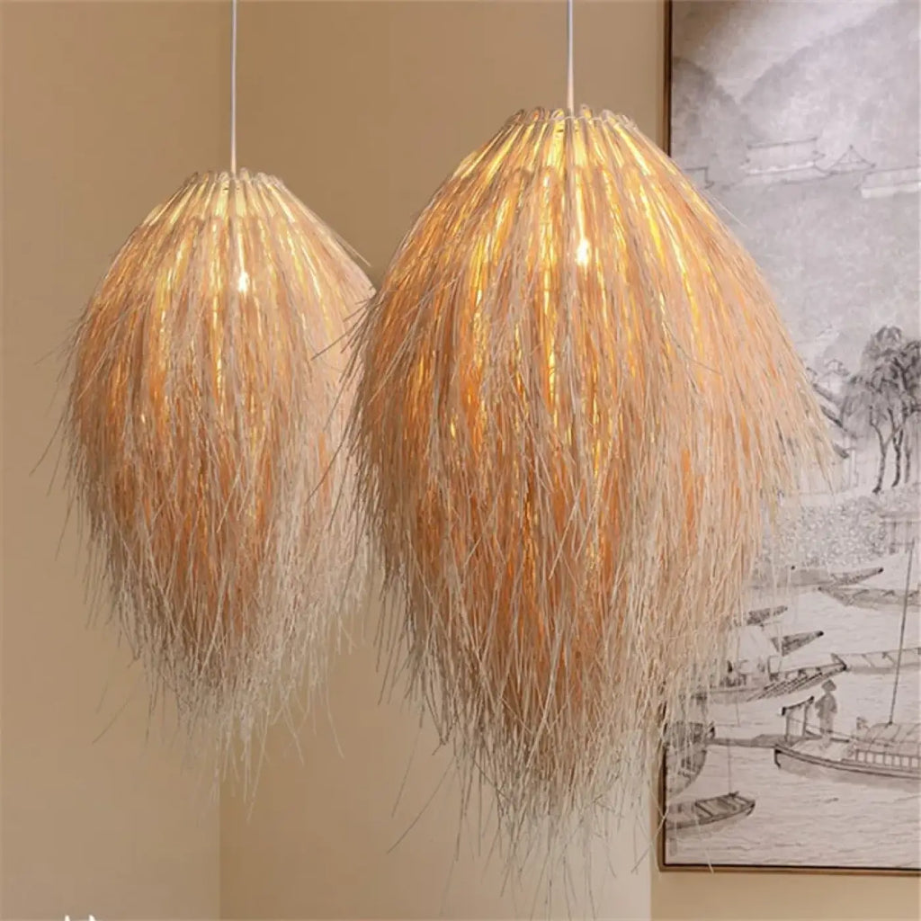 Lampe Suspendue en Raphia Effet Plume | Nola