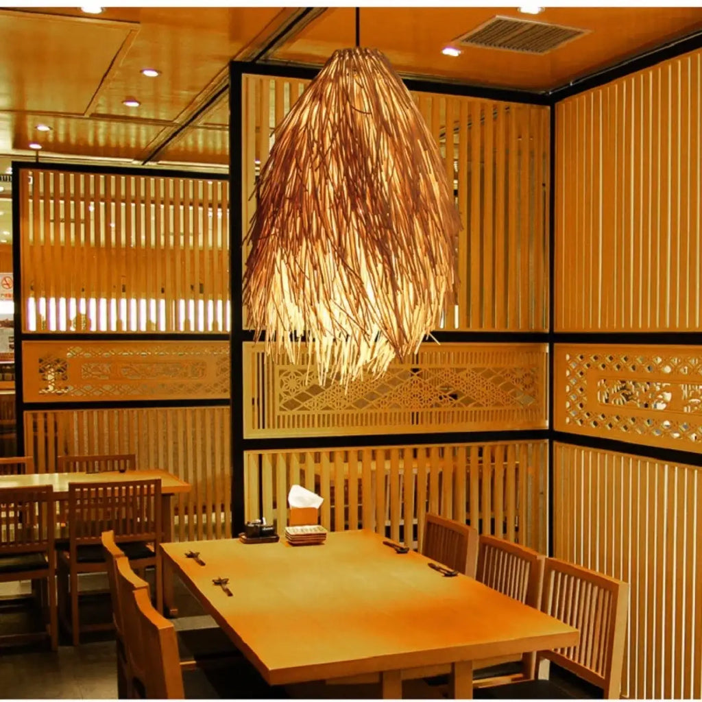 Lampe Suspendue en Raphia Effet Plume | Nola