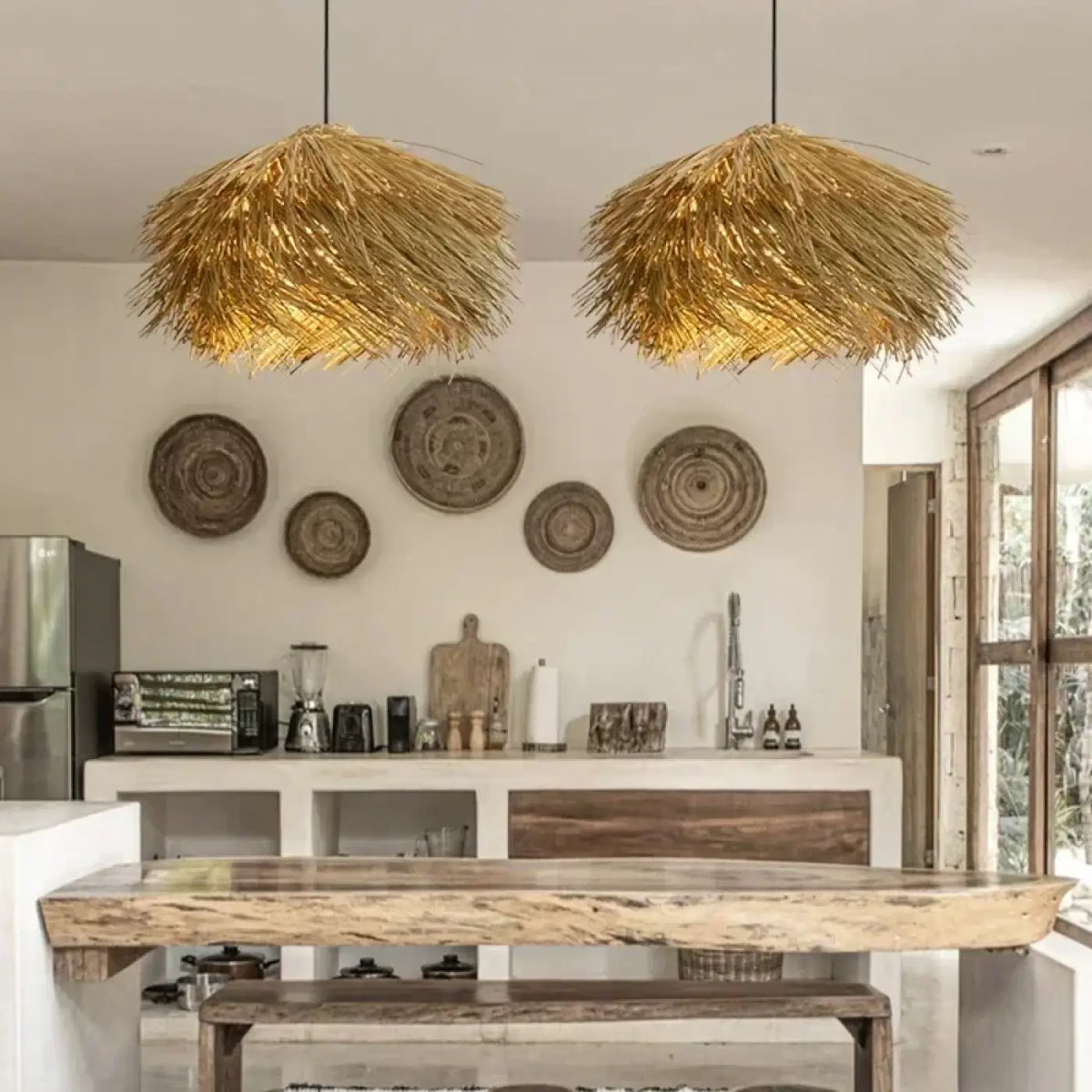 Suspension en Paille Naturelle Style Bohème | Beva