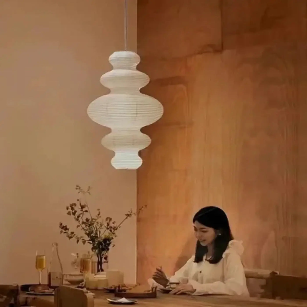 Lampe Suspendue Sculpturale en Papier Blanc | Kolo