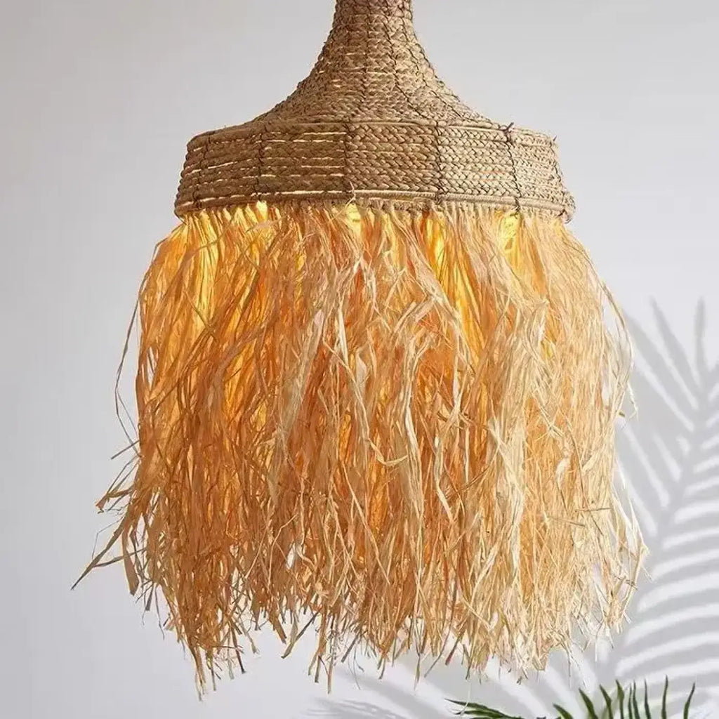Lampe Suspendue en Raphia Naturel Bohème | Firi