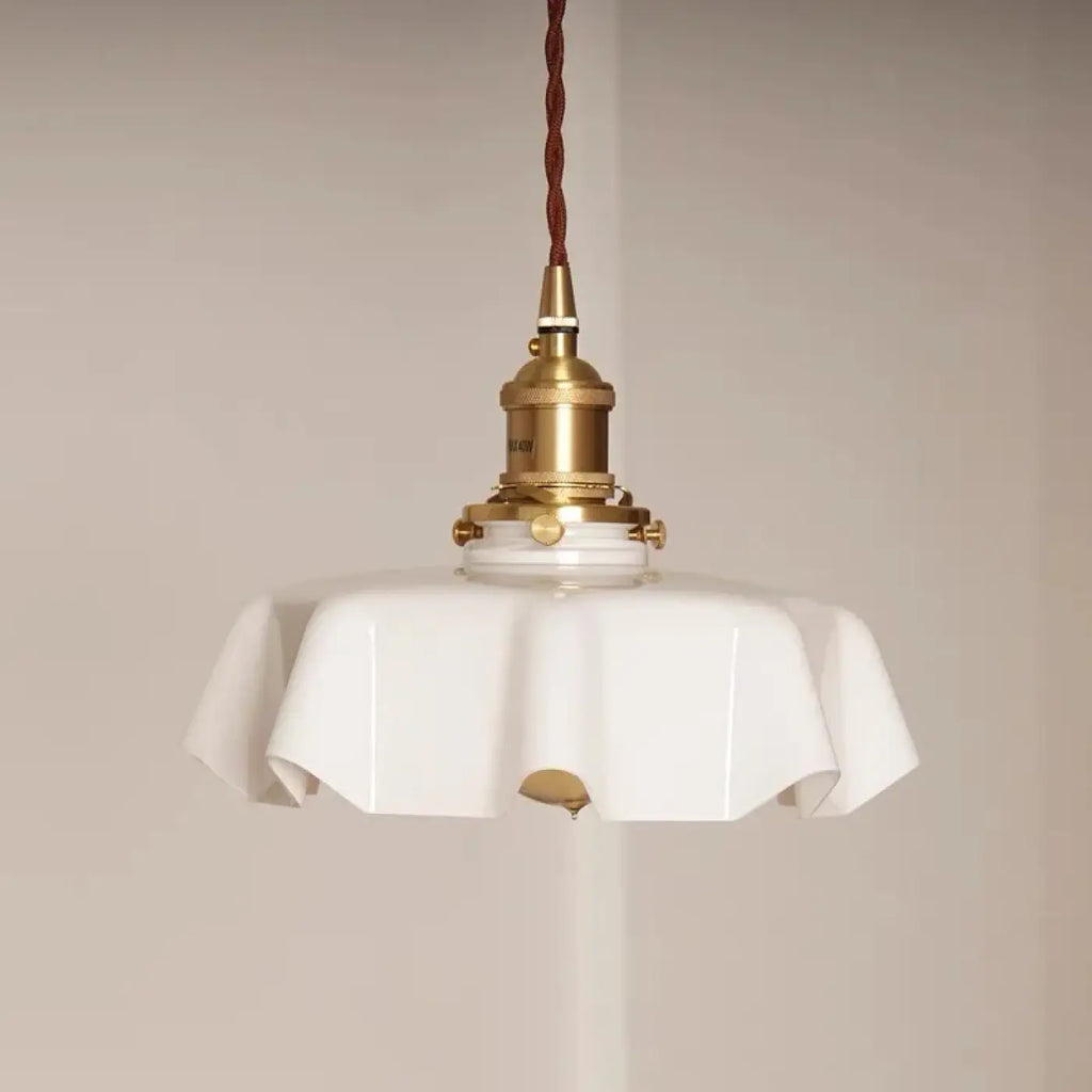 Suspension Rétro en Verre Ondulé Rose | Ela