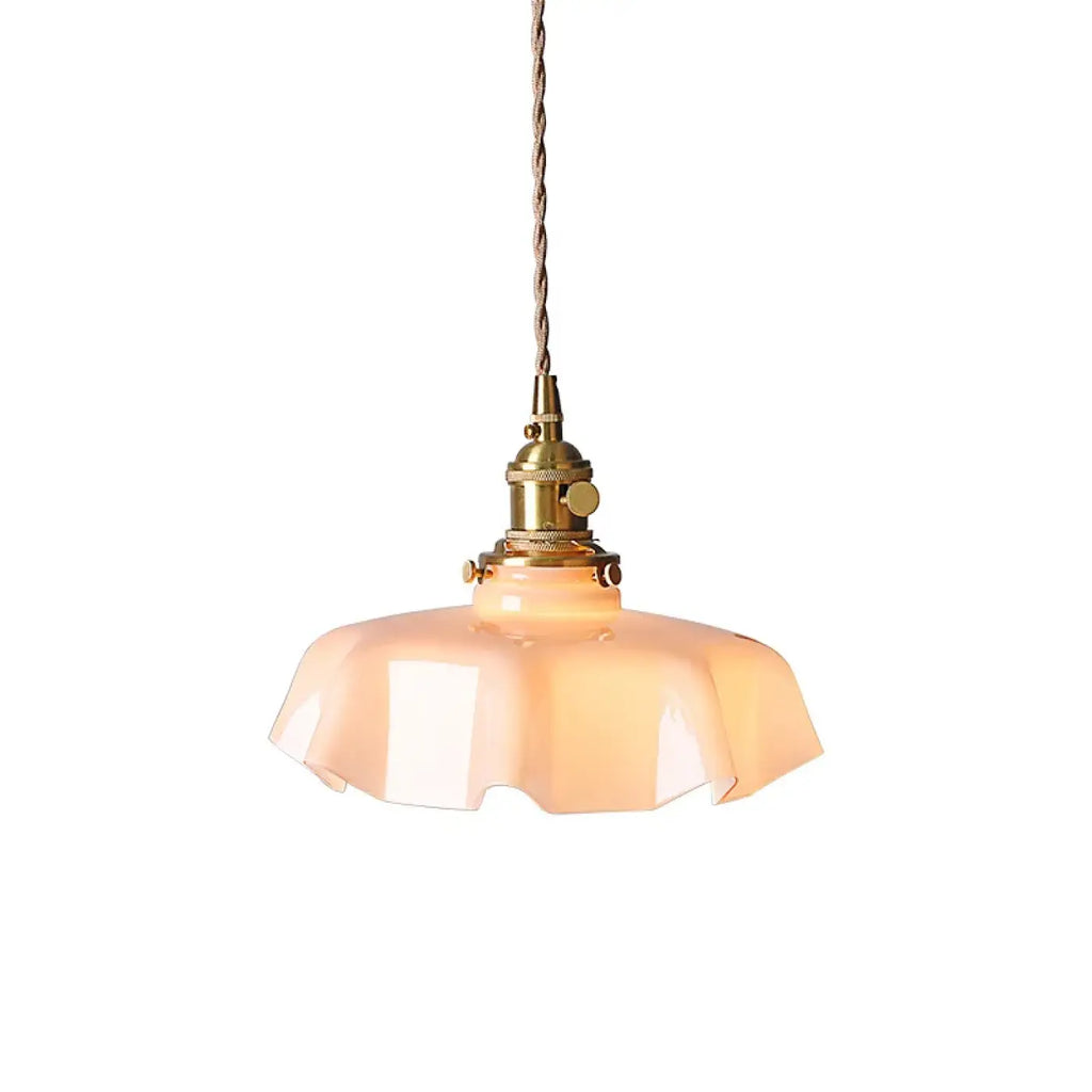 Suspension Rétro en Verre Ondulé Rose | Ela
