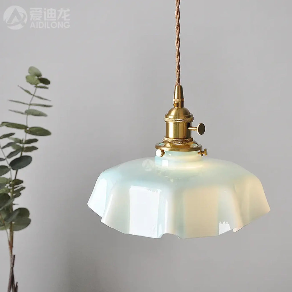 Suspension Rétro en Verre Ondulé Rose | Ela