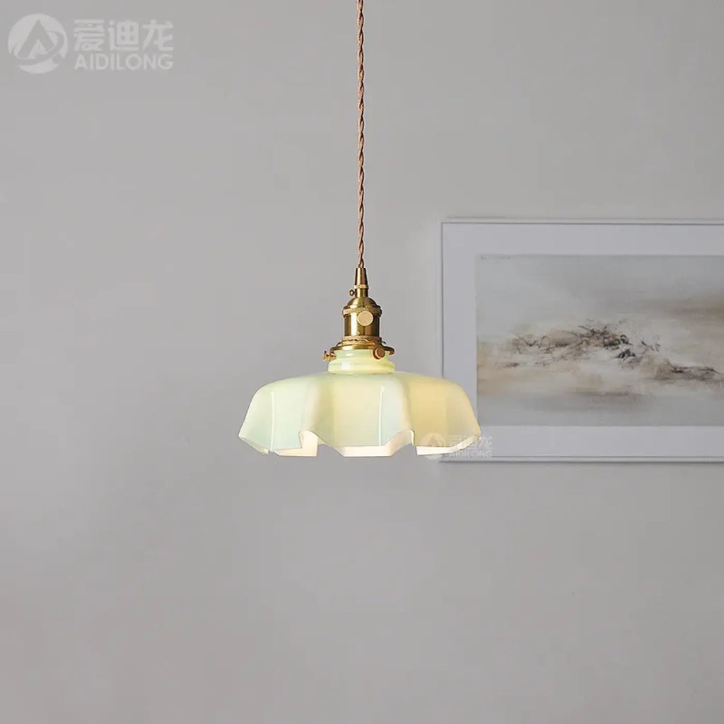 Suspension Rétro en Verre Ondulé Rose | Ela