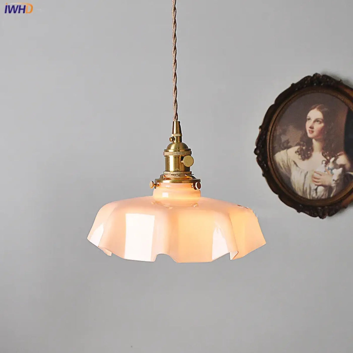 Suspension Rétro en Verre Ondulé Rose | Ela
