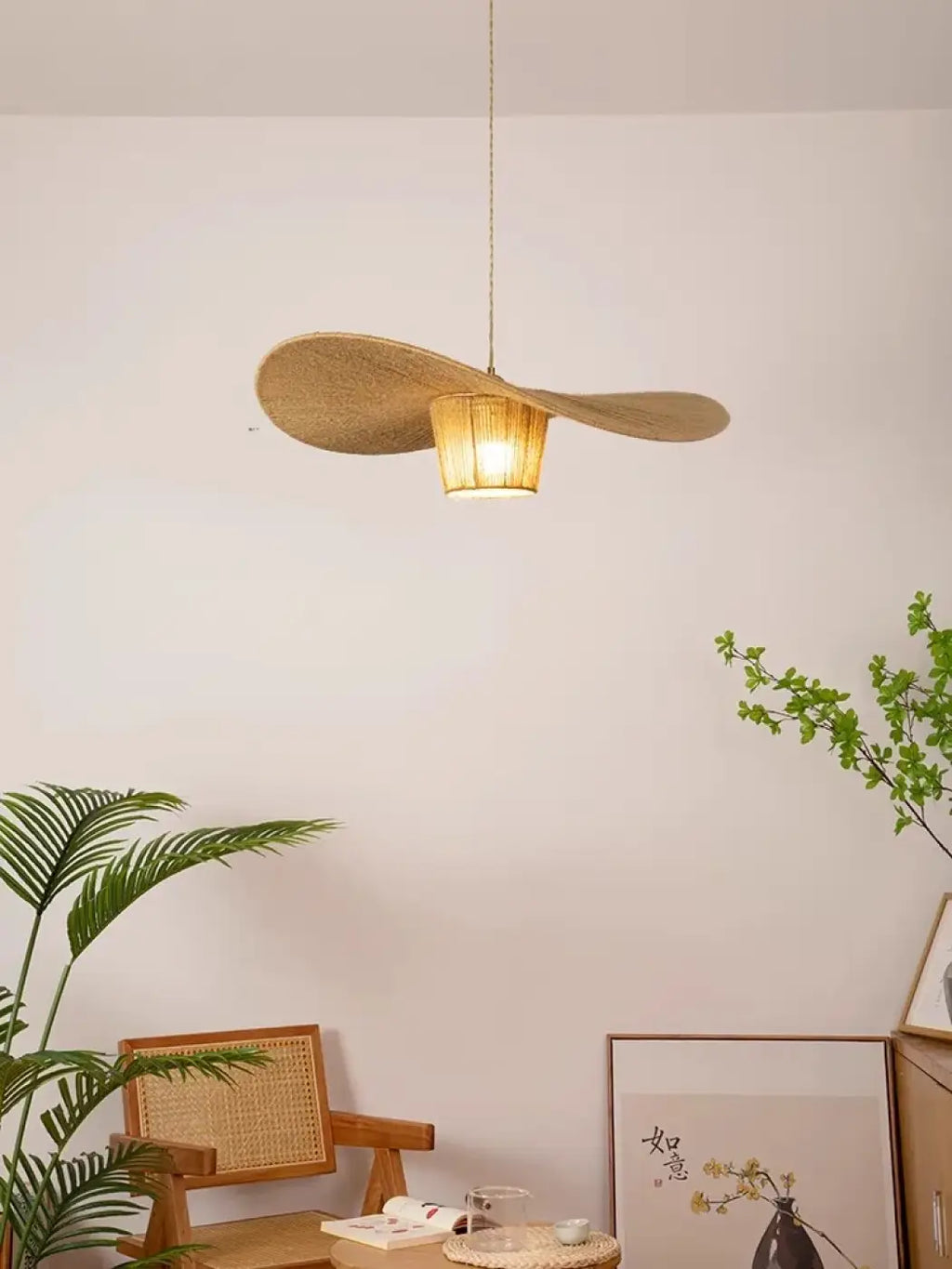 Lampe Suspendue en Rotin Forme Aile | Luli