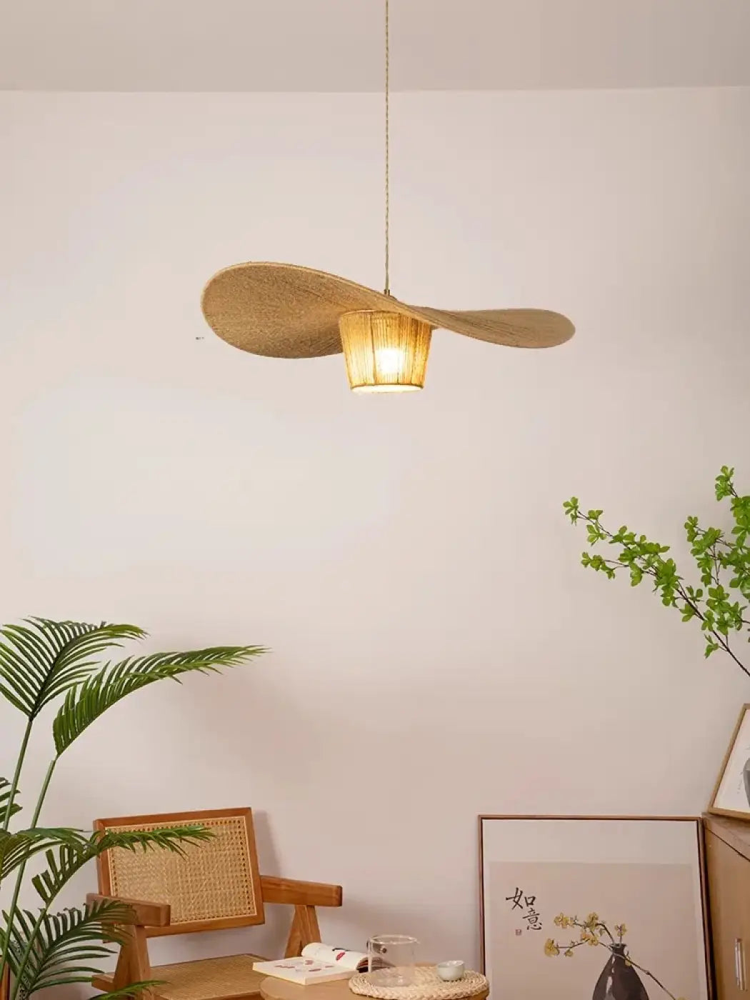 Lampe Suspendue en Rotin Forme Aile | Luli