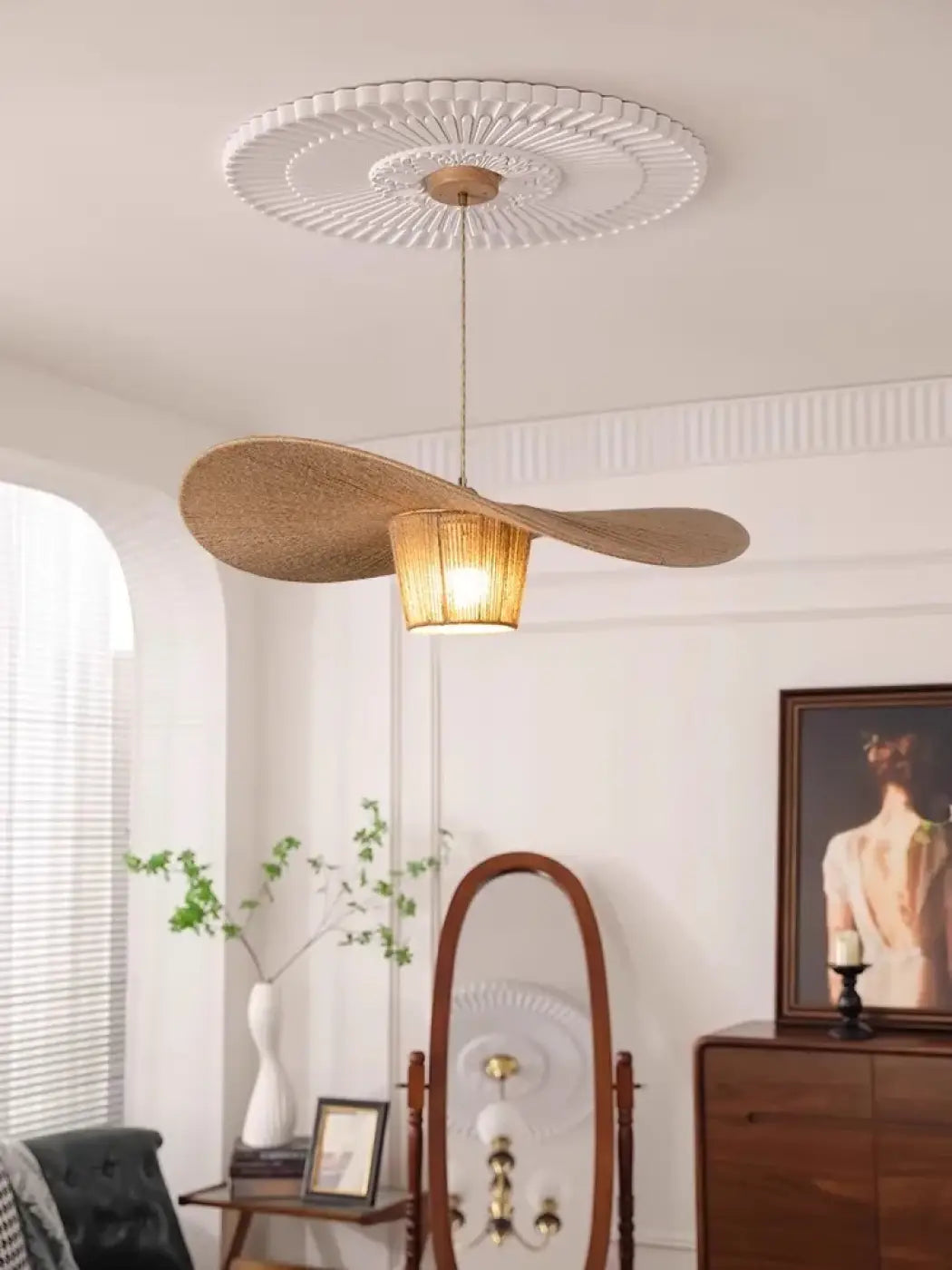 Lampe Suspendue en Rotin Forme Aile | Luli