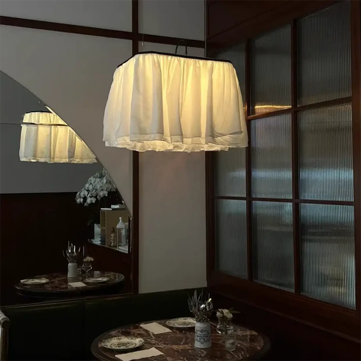 Lampe Suspendue en Tissu Blanc Effet | Soli