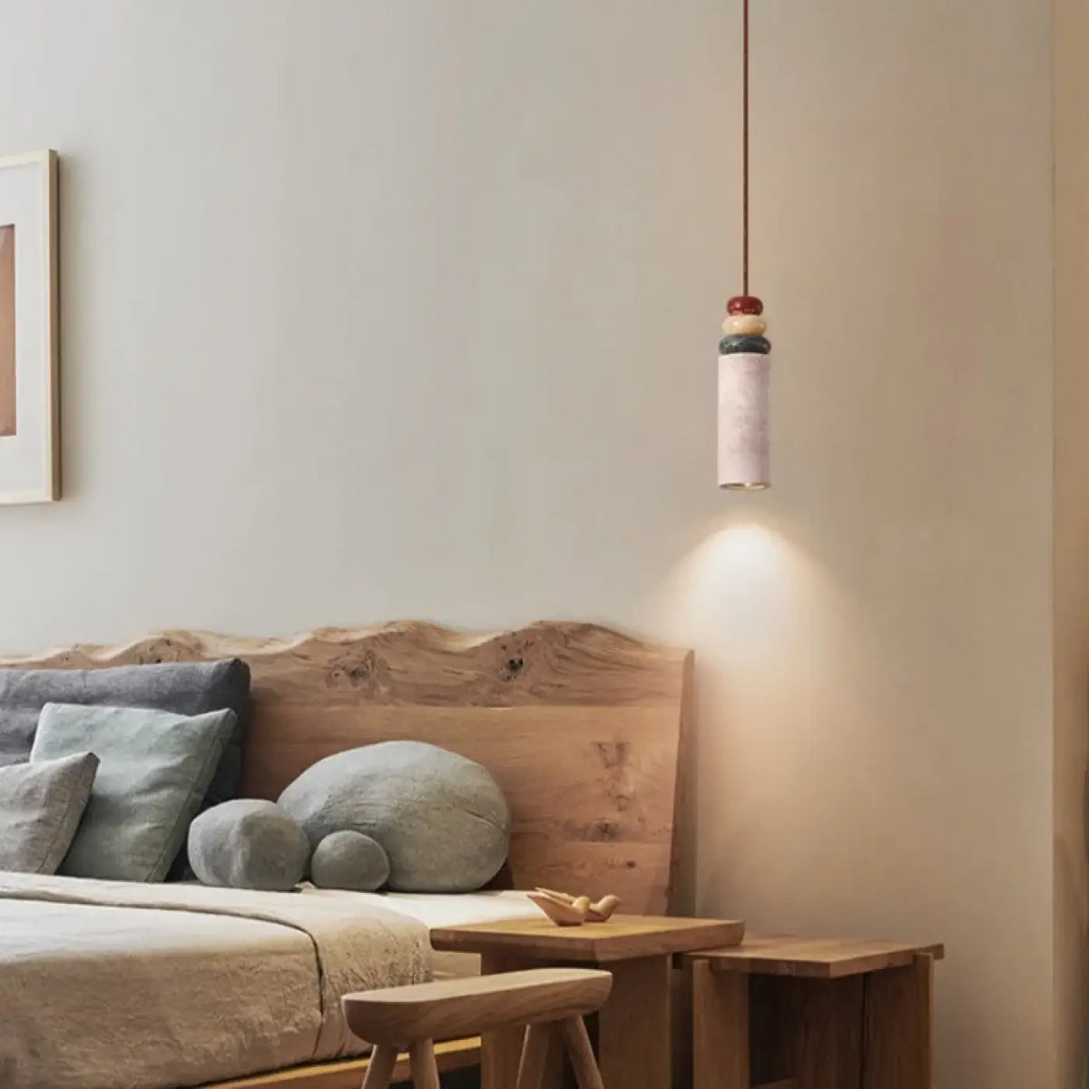 Lampe Suspendue Travertin Jaune et Bois | Besa