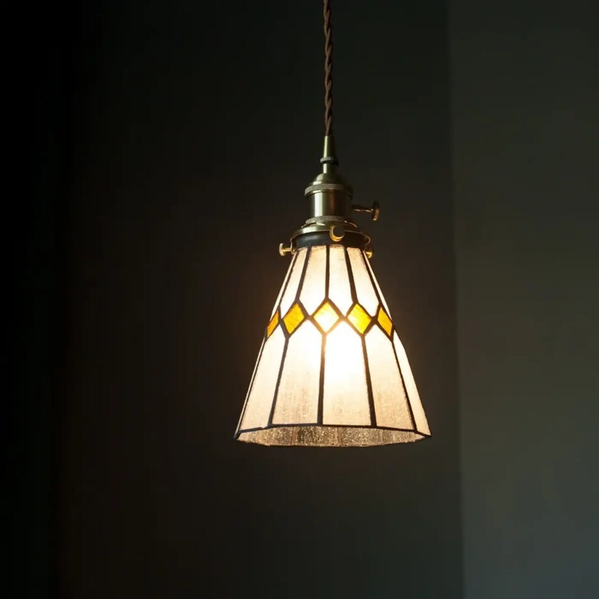 Suspension Verre Art Déco et Cuivre | Uta