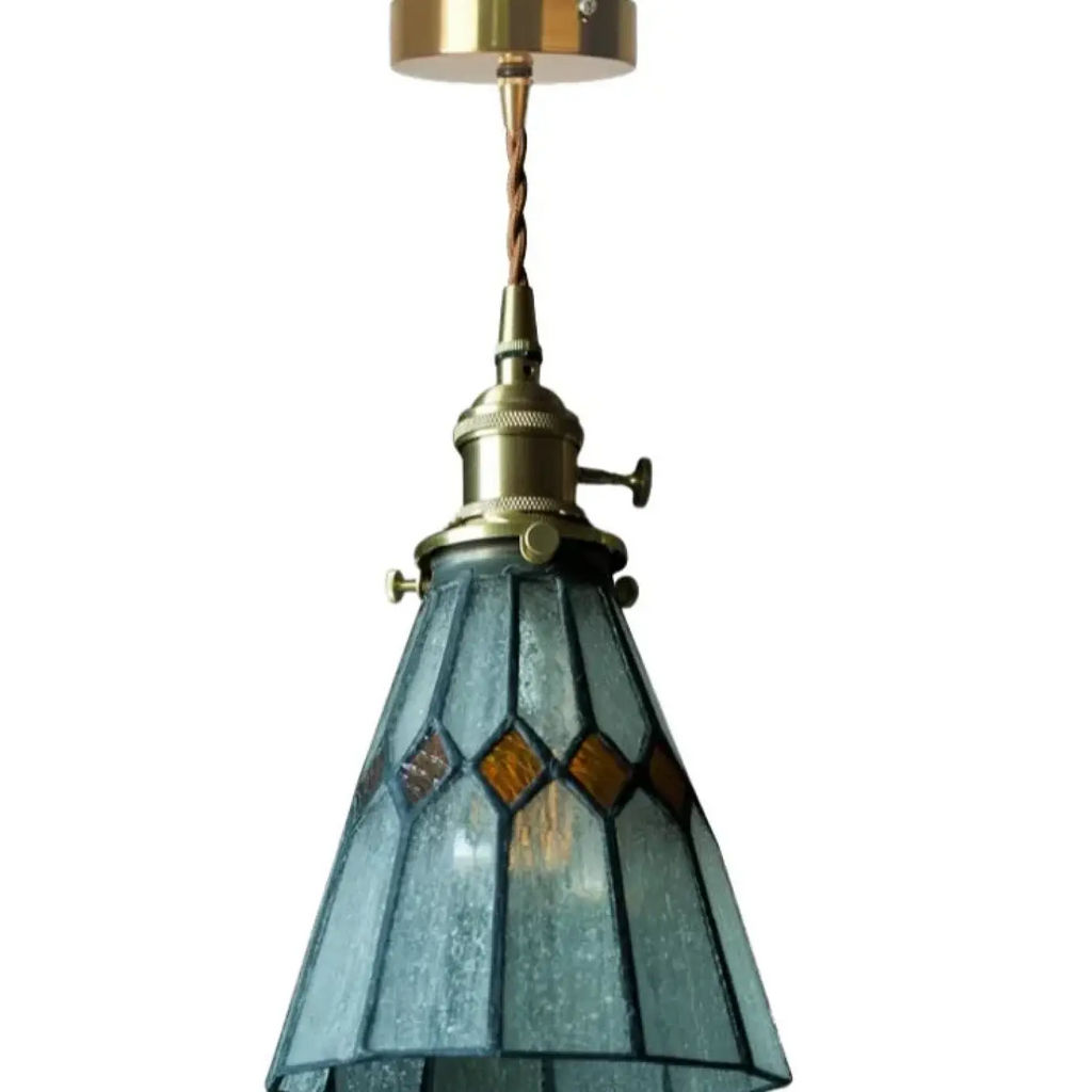 Suspension Verre Art Déco et Cuivre | Uta