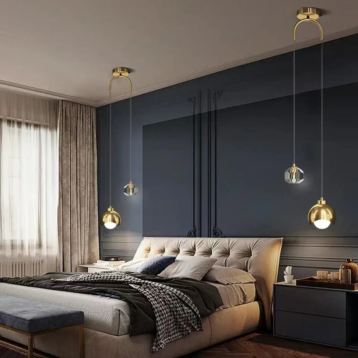 Suspension Duo Noir et Doré Design | Tika