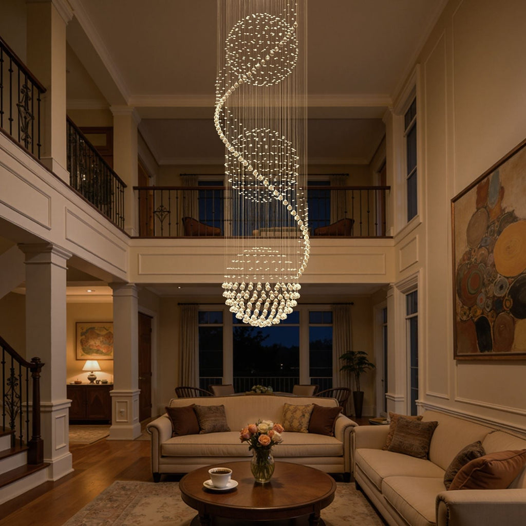 Lustre Spirale Cristal Triple Sphère | Una