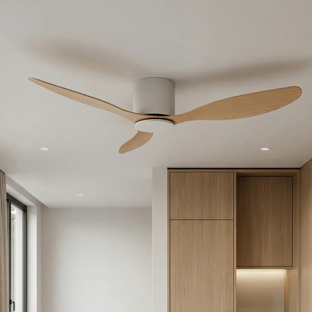 Ventilateur de Plafond Bois Clair Blanc | Ulio
