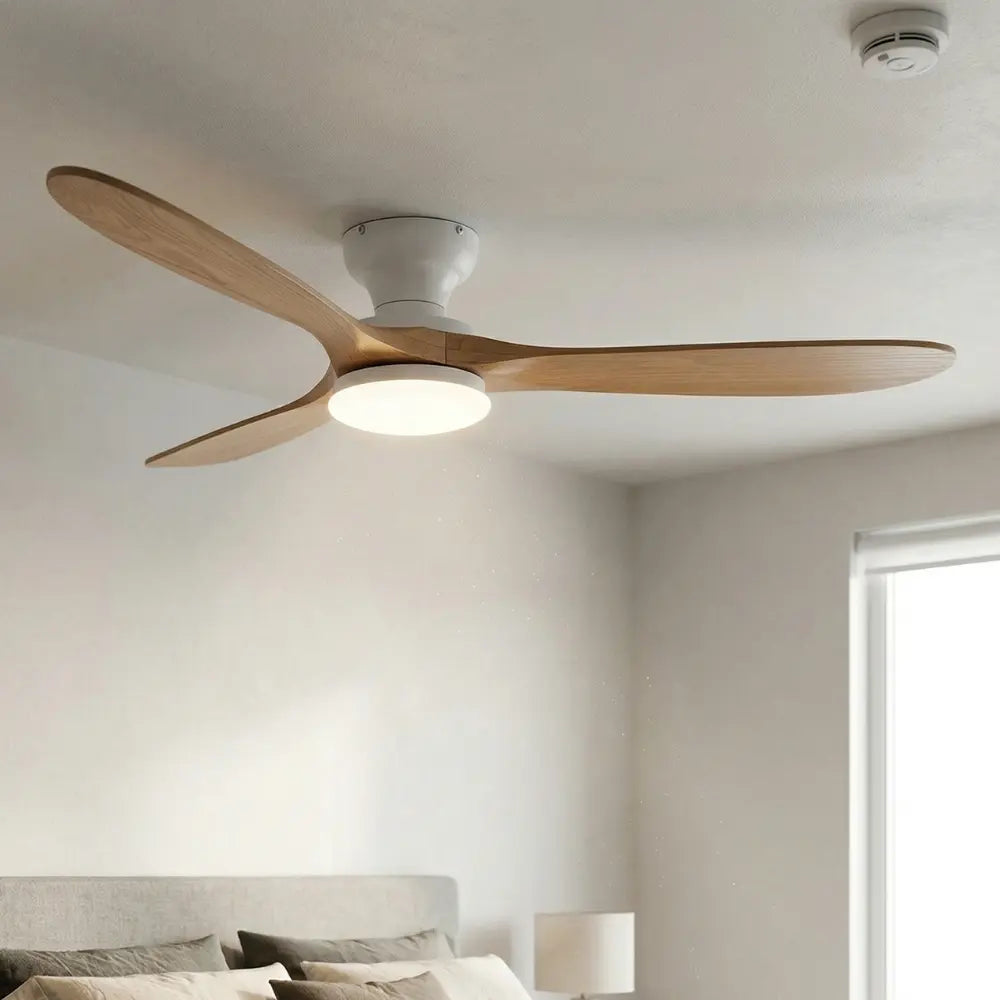 Ventilateur de Plafond Bois Naturel LED | Maelo